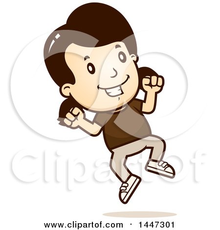 Clipart of a Retro Caucasian Girl Jumping - Royalty Free Vector Illustration by Cory Thoman