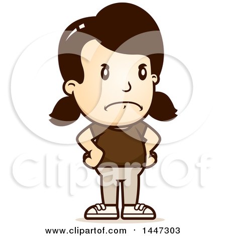 Clipart of a Retro Angry Caucasian Girl with Hands on Her Hips - Royalty Free Vector Illustration by Cory Thoman