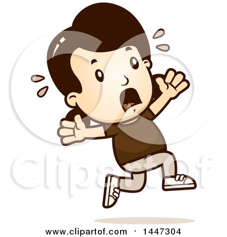 Clipart of a Retro Caucasian Girl Running Scared - Royalty Free Vector Illustration by Cory Thoman