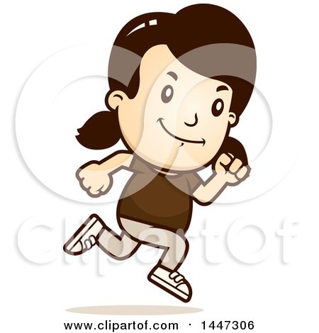 Clipart of a Retro Caucasian Girl Running - Royalty Free Vector Illustration by Cory Thoman