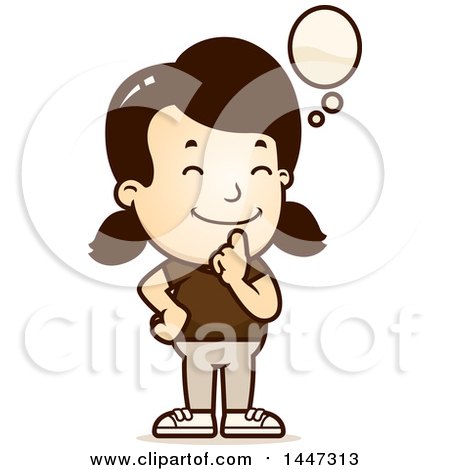 Clipart of a Retro Caucasian Girl Thinking - Royalty Free Vector Illustration by Cory Thoman
