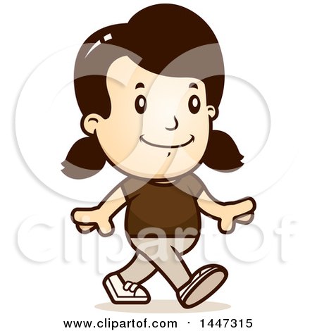 Clipart of a Retro Caucasian Girl Walking - Royalty Free Vector Illustration by Cory Thoman