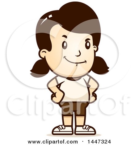 Clipart of a Retro Proud Caucasian Girl in Shorts - Royalty Free Vector Illustration by Cory Thoman