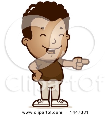 Clipart of a Retro African American Boy Laughing and Pointing - Royalty Free Vector Illustration by Cory Thoman