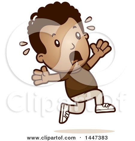 Clipart of a Retro African American Boy Running Scared - Royalty Free Vector Illustration by Cory Thoman