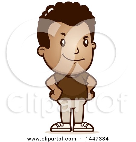Clipart of a Retro Proud African American Boy - Royalty Free Vector Illustration by Cory Thoman