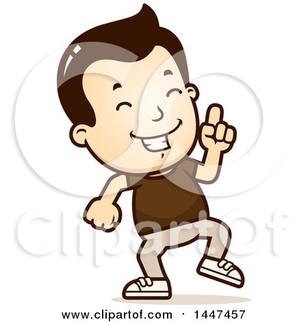 Clipart of a Retro White Boy Doing a Happy Dance - Royalty Free Vector Illustration by Cory Thoman