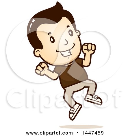 Clipart of a Retro White Boy Jumping - Royalty Free Vector Illustration by Cory Thoman