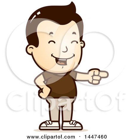 Clipart of a Retro White Boy Laughing and Pointing - Royalty Free Vector Illustration by Cory Thoman