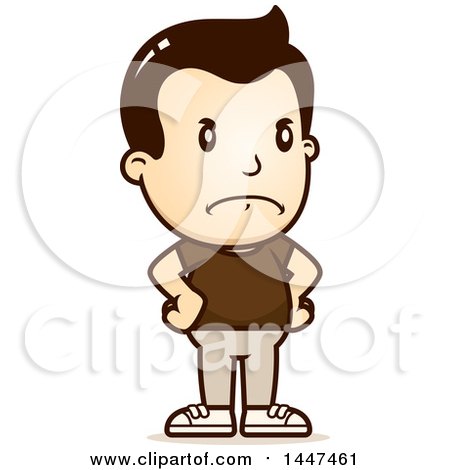 Clipart of a Retro Angry White Boy with Hands on His Hips - Royalty Free Vector Illustration by Cory Thoman