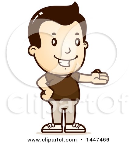 Clipart of a Retro White Boy Presenting - Royalty Free Vector Illustration by Cory Thoman