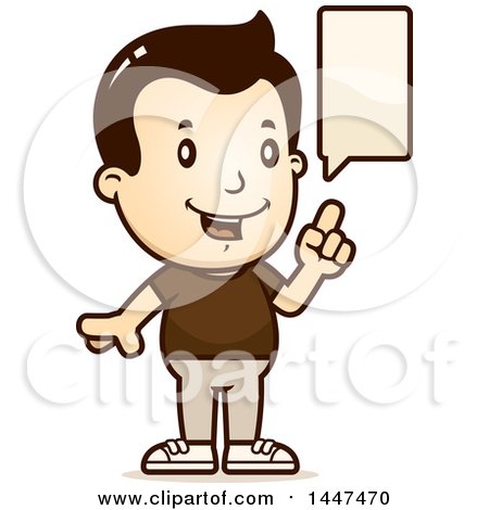 Clipart of a Retro White Boy Talking - Royalty Free Vector Illustration by Cory Thoman