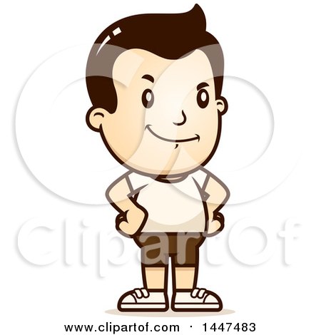 Clipart of a Retro Proud White Boy in Shorts - Royalty Free Vector Illustration by Cory Thoman