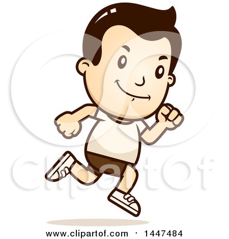 Clipart of a Retro White Boy Running in Shorts - Royalty Free Vector Illustration by Cory Thoman