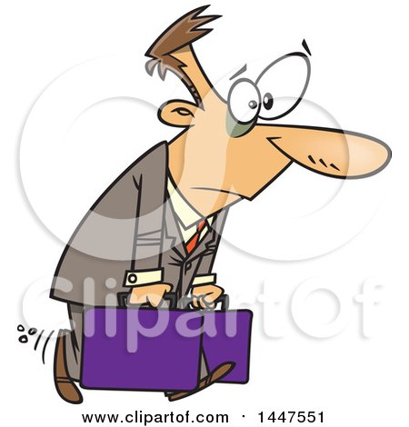Clipart of a Cartoon Exhausted Caucasian Man Carrying Briefcases on a Business Trip - Royalty Free Vector Illustration by toonaday