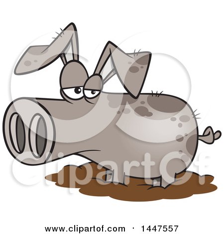 Clipart of a Cartoon Pig in a Mud Puddle - Royalty Free Vector Illustration by toonaday