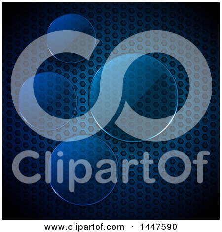 Clipart of a Metallic Framed Glass Lense over a Metal Texture - Royalty Free Vector Illustration by elaineitalia