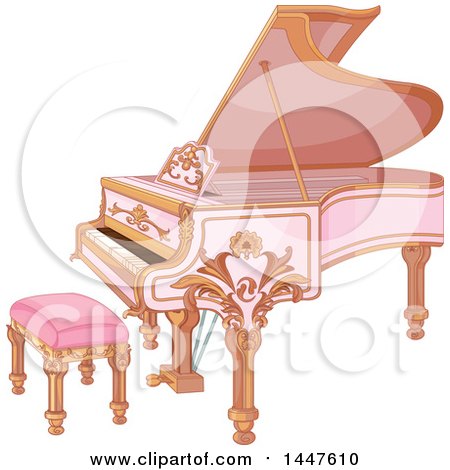Clipart of a Beautiful Pink Fortepiano - Royalty Free Vector Illustration by Pushkin