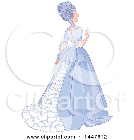 Clipart of a Rear View of a Lady in a Beautiful Gown - Royalty Free Vector Illustration by Pushkin