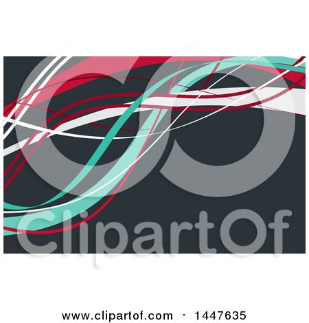 Clipart of a Retro Flowing Lines on Gray Background or Business Card Design - Royalty Free Vector Illustration by KJ Pargeter
