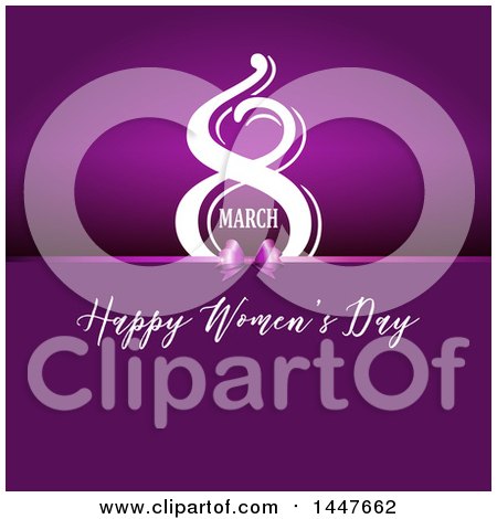 Clipart of a March 8 Happy Womens Day Design in Purple - Royalty Free Vector Illustration by KJ Pargeter