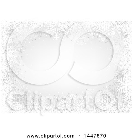 Clipart of a Grayscale Winter Background of Snowflakes and Grunge - Royalty Free Vector Illustration by dero