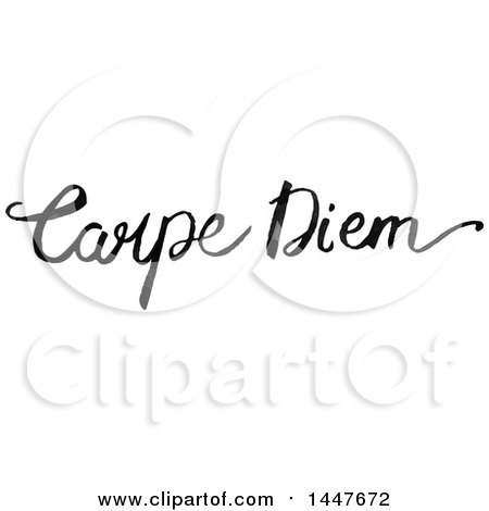 Clipart of a Grayscale Handwritten Motivational Saying, Carpe Diem - Royalty Free Vector Illustration by Cherie Reve