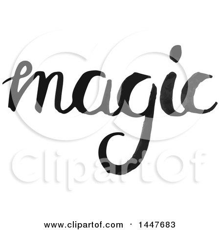 Clipart of a Grayscale Handwritten Motivational Word, Magic - Royalty Free Vector Illustration by Cherie Reve