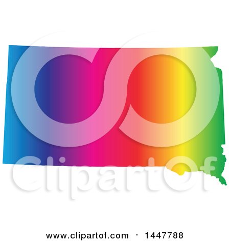 Clipart of a Gradient Rainbow Map of South Dakota, United States of America - Royalty Free Vector Illustration by Jamers