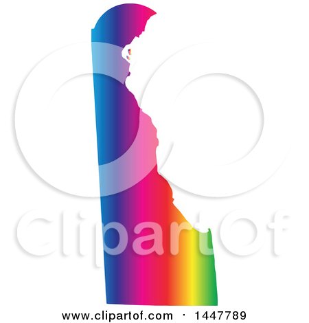 Clipart of a Gradient Rainbow Map of Delaware, United States of America - Royalty Free Vector Illustration by Jamers