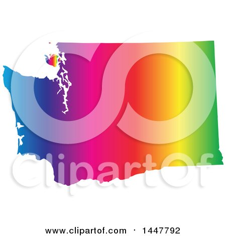 Clipart of a Gradient Rainbow Map of Washington, United States of America - Royalty Free Vector Illustration by Jamers