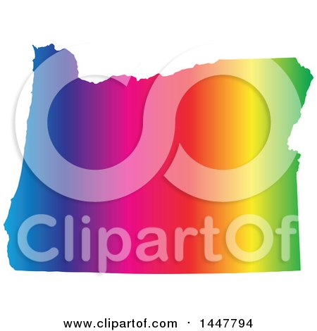 Clipart of a Gradient Rainbow Map of Oregon, United States of America - Royalty Free Vector Illustration by Jamers