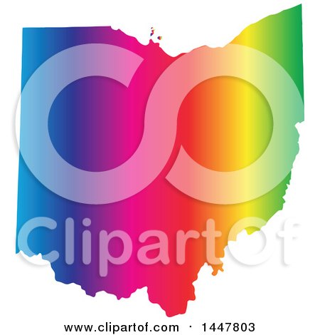 Clipart of a Gradient Rainbow Map of Ohio, United States of America - Royalty Free Vector Illustration by Jamers