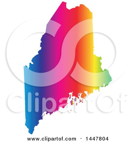 Clipart of a Gradient Rainbow Map of Maine, United States of America - Royalty Free Vector Illustration by Jamers