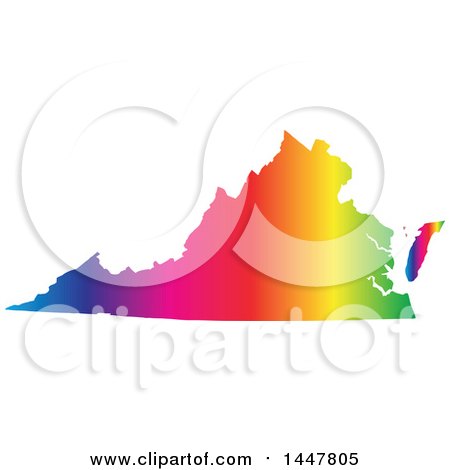 Clipart of a Gradient Rainbow Map of Virginia, United States of America - Royalty Free Vector Illustration by Jamers