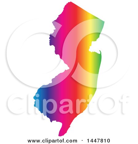 Clipart of a Gradient Rainbow Map of New Jersey, United States of America - Royalty Free Vector Illustration by Jamers