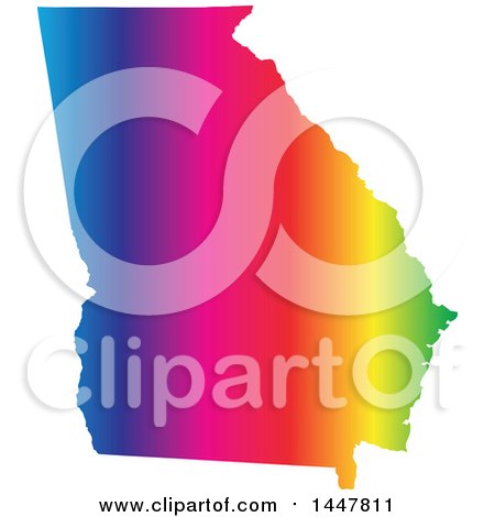 Clipart of a Gradient Rainbow Map of Georgia, United States of America - Royalty Free Vector Illustration by Jamers