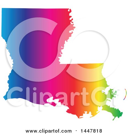 Clipart of a Gradient Rainbow Map of Louisiana, United States of America - Royalty Free Vector Illustration by Jamers