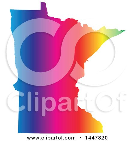 Clipart of a Gradient Rainbow Map of Minnesota, United States of America - Royalty Free Vector Illustration by Jamers