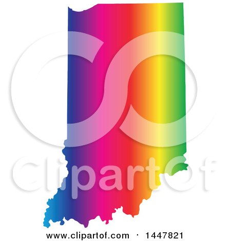 Clipart of a Gradient Rainbow Map of Indiana, United States of America - Royalty Free Vector Illustration by Jamers
