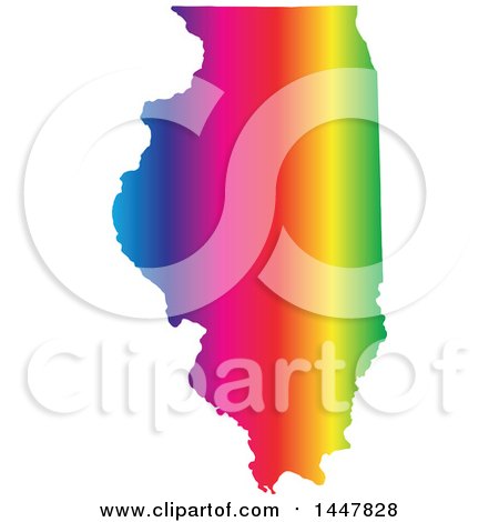Clipart of a Gradient Rainbow Map of Illinois, United States of America - Royalty Free Vector Illustration by Jamers