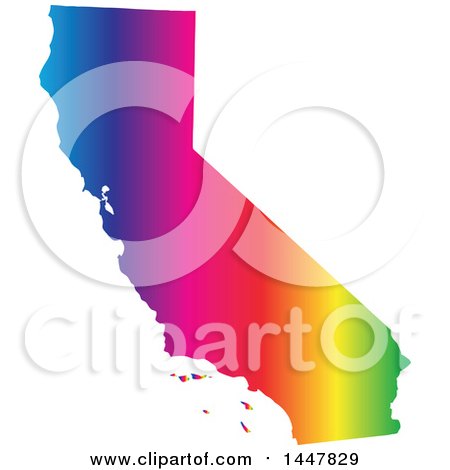 Clipart of a Gradient Rainbow Map of California, United States of America - Royalty Free Vector Illustration by Jamers