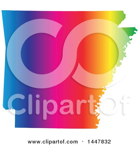 Clipart of a Gradient Rainbow Map of Arkansas, United States of America - Royalty Free Vector Illustration by Jamers