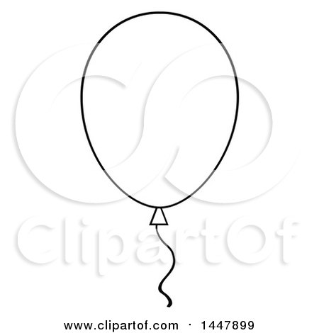 Clipart of a Cartoon Black and White Lineart Party Balloon - Royalty Free Vector Illustration by Hit Toon