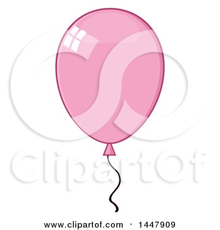 Clipart of a Cartoon Pink Party Balloon - Royalty Free Vector Illustration by Hit Toon