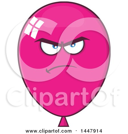 Clipart of a Cartoon Mad Magenta Party Balloon Mascot - Royalty Free Vector Illustration by Hit Toon