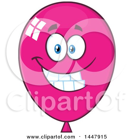 Clipart of a Cartoon Happy Magenta Party Balloon Mascot - Royalty Free Vector Illustration by Hit Toon