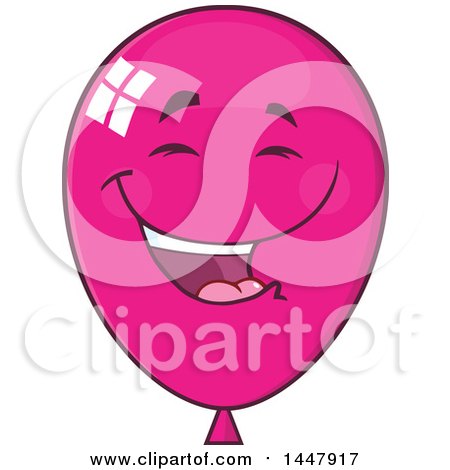 Clipart of a Cartoon Laughing Magenta Party Balloon Mascot - Royalty Free Vector Illustration by Hit Toon