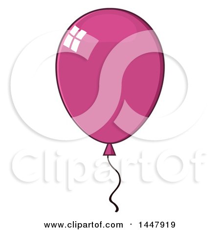 Clipart of a Cartoon Magenta Party Balloon - Royalty Free Vector Illustration by Hit Toon