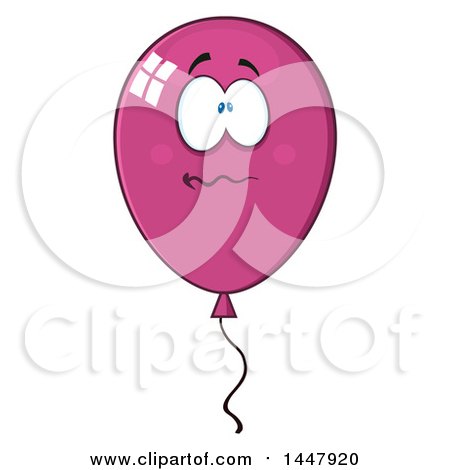 Clipart of a Cartoon Stressed Magenta Party Balloon Character - Royalty Free Vector Illustration by Hit Toon